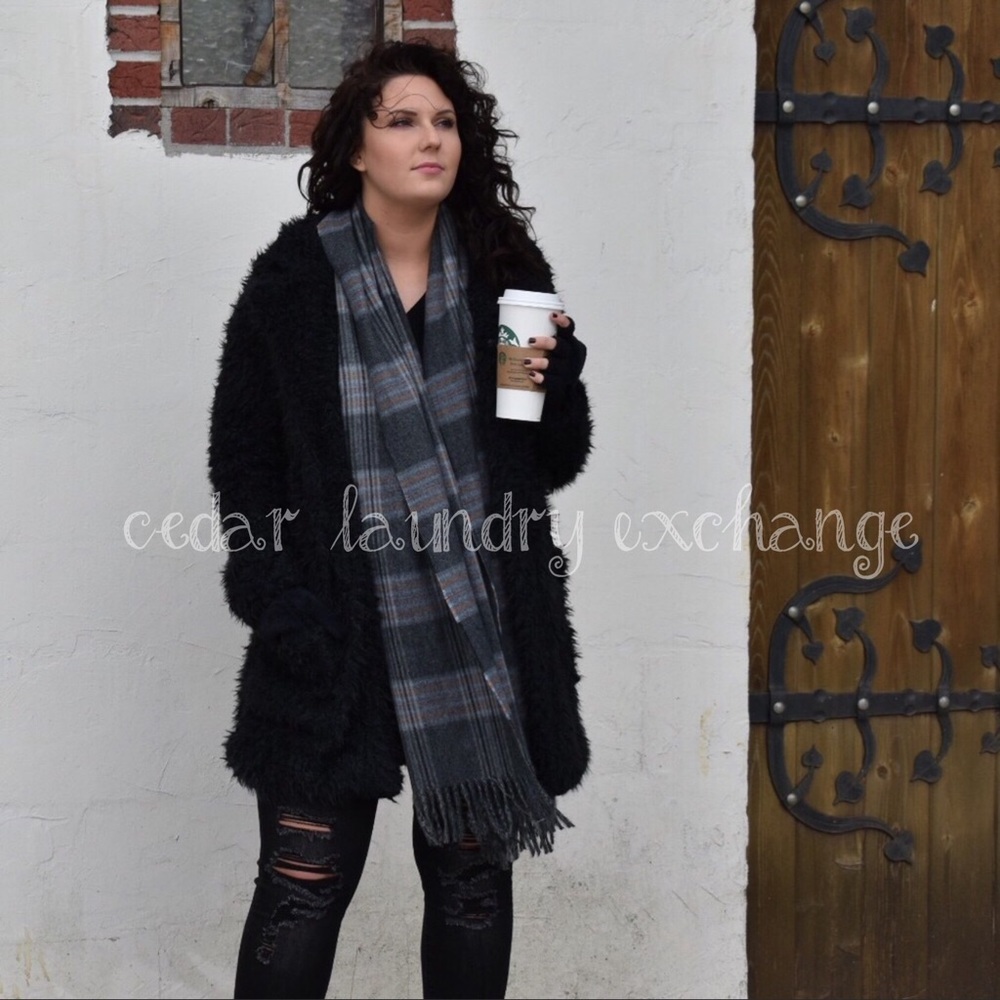 Soft Fuzzy Faux Fur Black Jacket